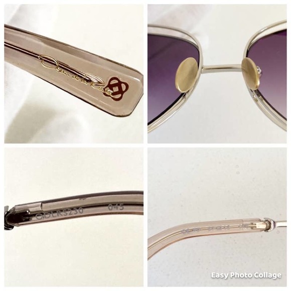 OSCAR de la RENTA Silver Oversize Teardrop Sunglasses Embellished - Picture 4 of 9